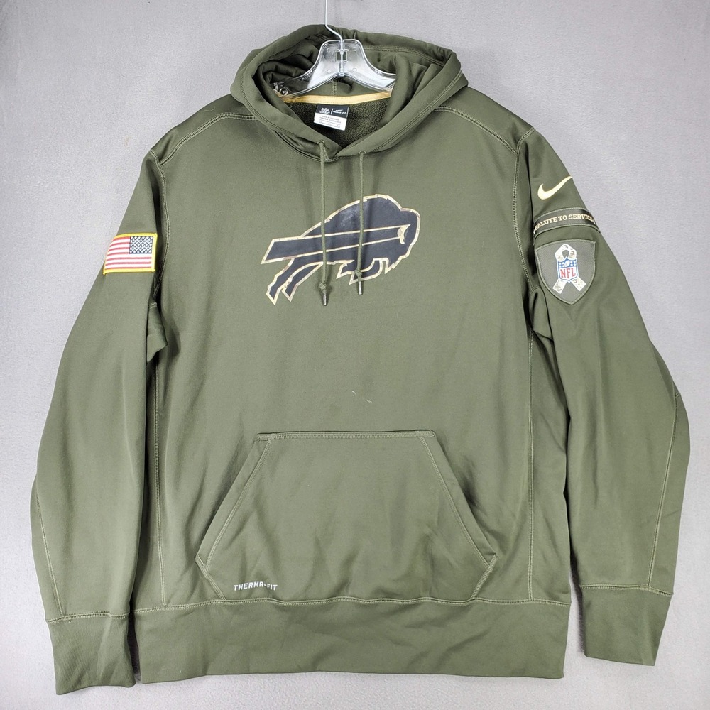 Nike Hoodie Mens XL Olive Green Buffalo Bills Salute to Service Therma-FIT